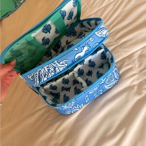 Roller Rabbit Blue and White Cosmetic Bag